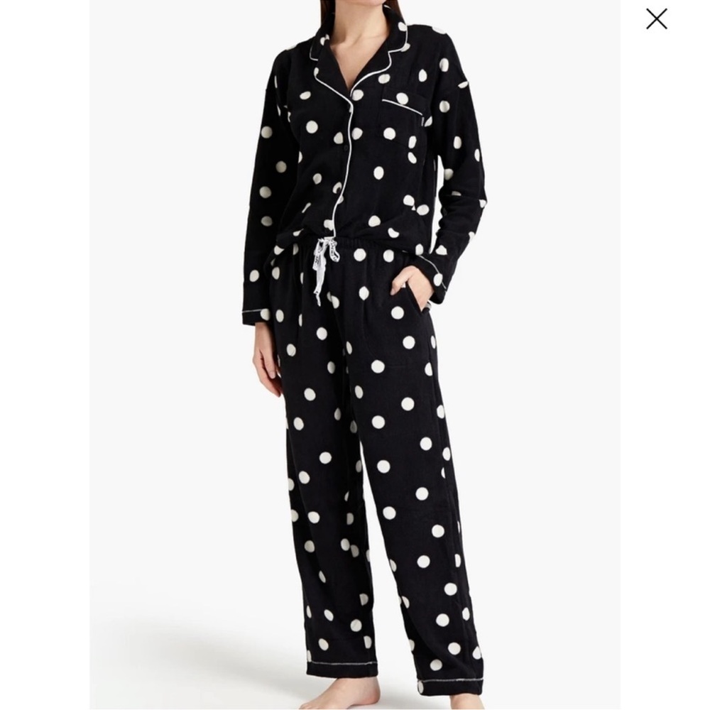 DKNY polka dot two piece fleece pajama